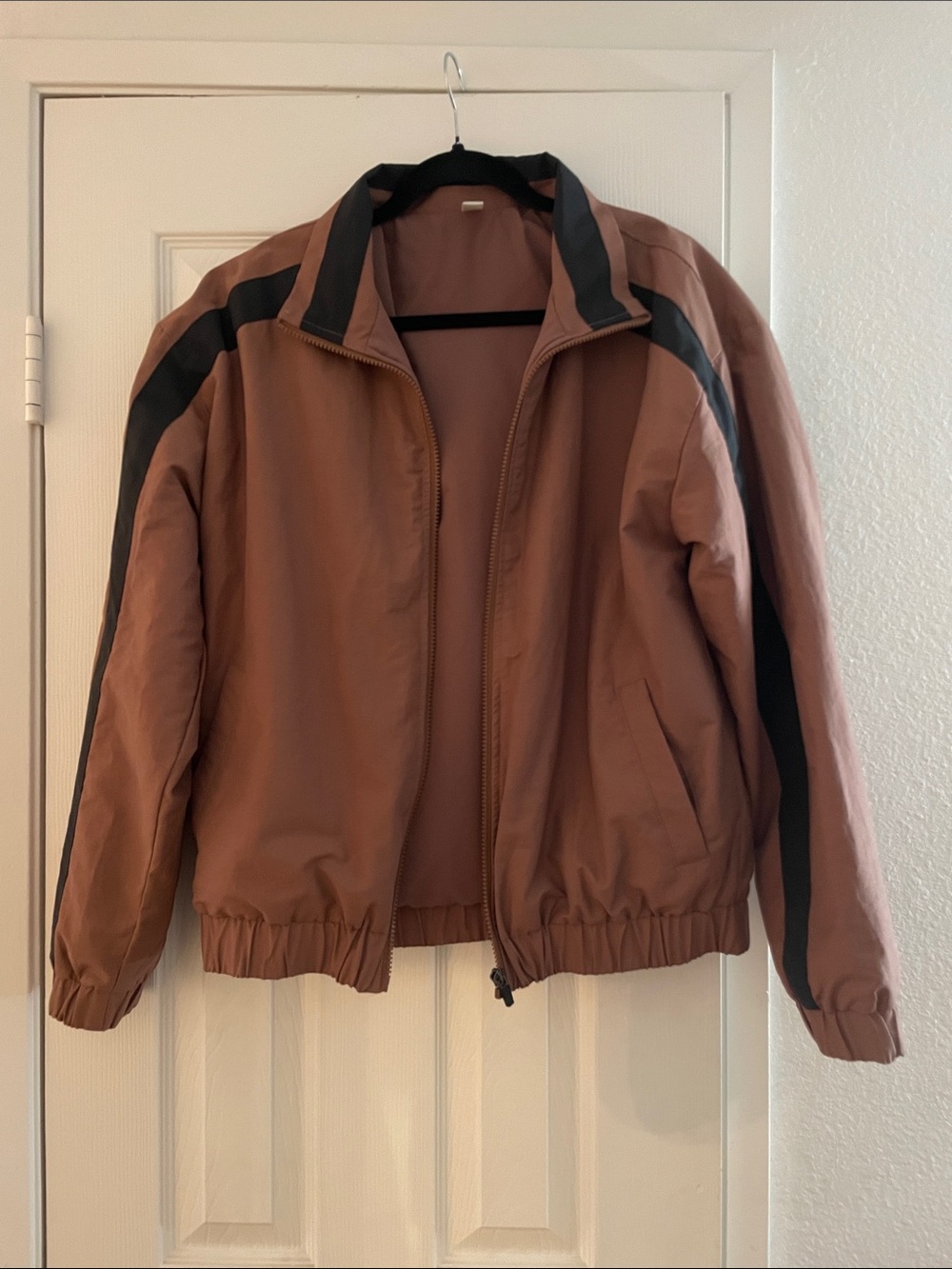 PacSun Rust Brown Bomber Jacket with Black Stripes